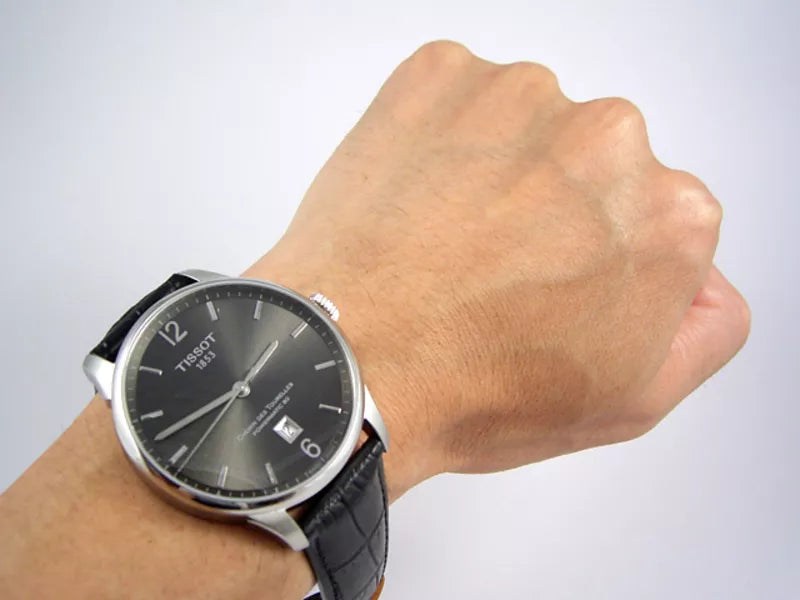 Tissot Chemin Des Tourelles Powermatic 80 Black Dial Black Leather Strap Watch For Men - T099.407.16.447.00