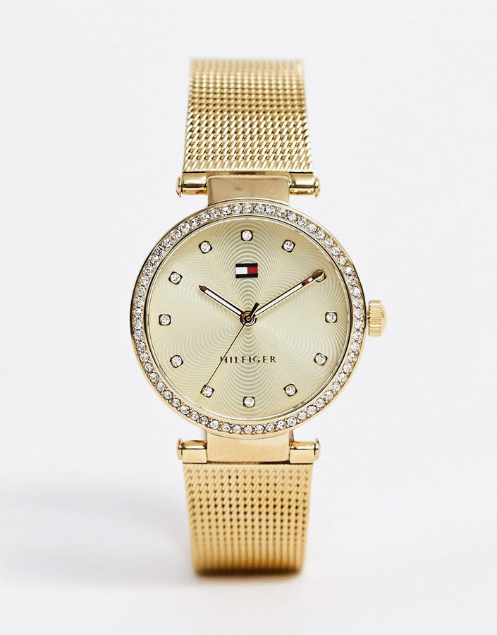 Tommy Hilfiger Lynn Quartz Gold Dial Gold Mesh Bracelet Watch For Women - 1781864