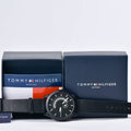 Tommy Hilfiger Denim Quartz Black Dial Black Leather Strap Watch for Men - 1791479