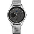 Tommy Hilfiger Damon Quartz Chronograph Black Dial Silver Mesh Bracelet Watch for Men - 1791415