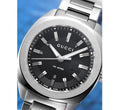 Gucci GG2570 Quartz Black Dial Silver Steel Strap Watch For Men - YA142401