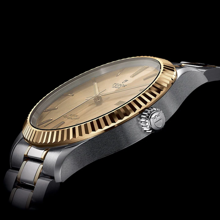 Tudor Style Automatic Gold Dial Two Tone Steel Strap Watch for Men - M12713-0001