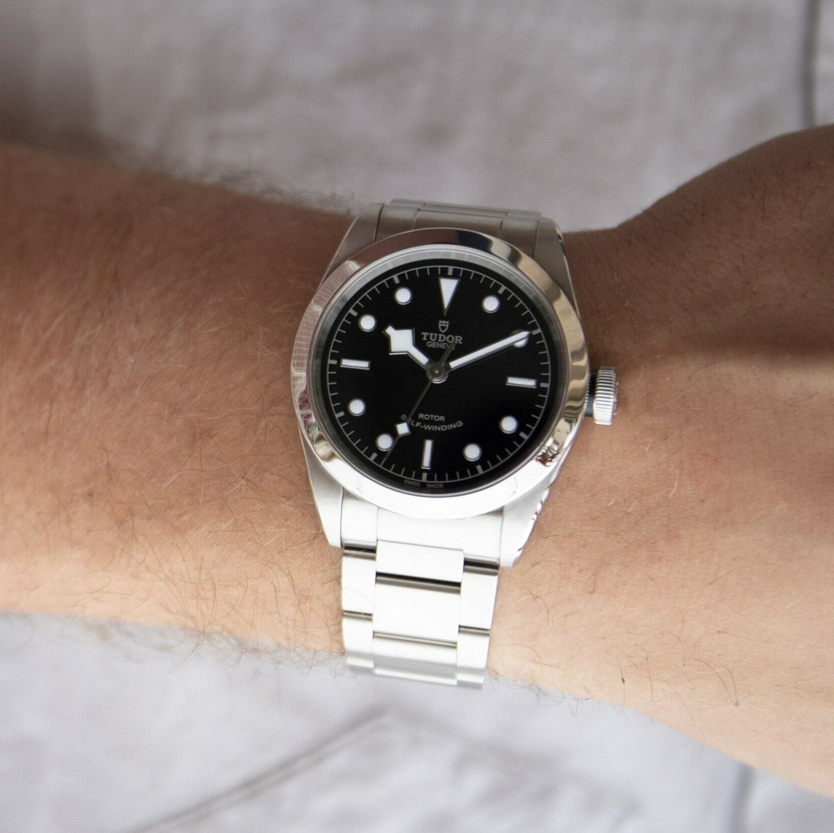 Tudor Black Bay Automatic Black Dial Silver Steel Strap Watch for Men - M79540-0001