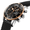 Breitling Superocean Heritage Chronograph 44 Black Dial Black Mesh Bracelet Watch for Men - U13313121B1S1