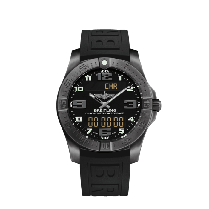 Breitling Aerospace Evo Black Dial Black Rubber Strap Watch for Men - V79363101B1S1