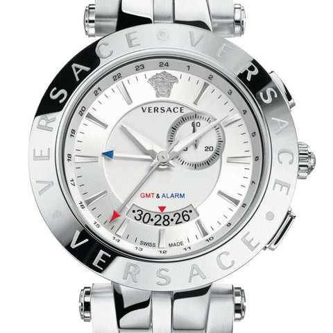 Versace Aion Chronograph White Dial Silver Steel Strap Watch for Men - VBR040017