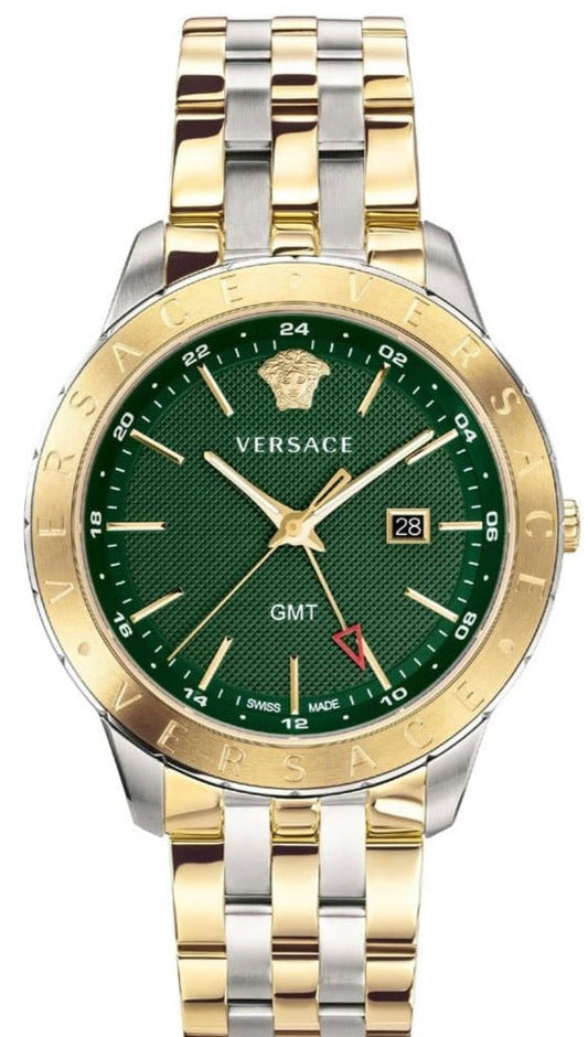 Versace Univers Quartz Green Dial Two Tone Steel Strap Watch for Men - VEBK00718