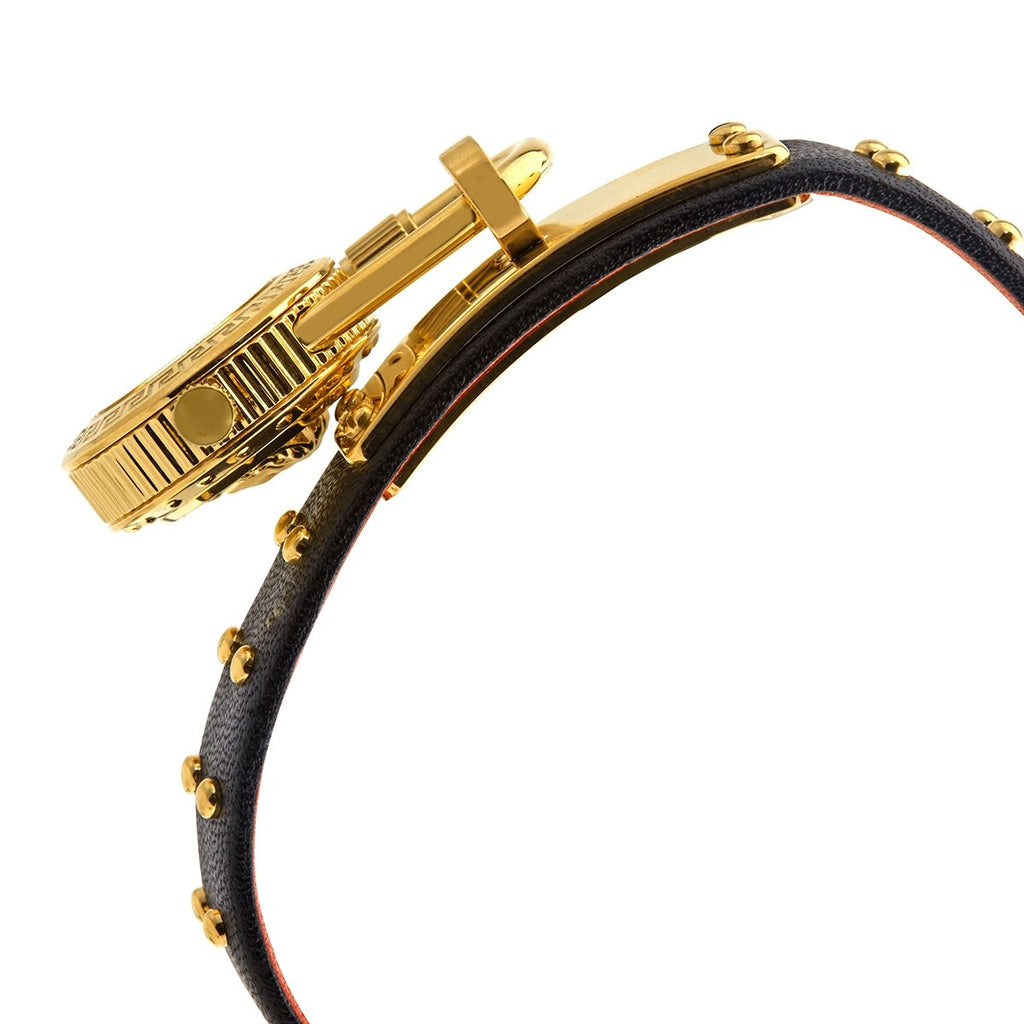 Versace Medusa Lock Icon Gold Dial Red Leather Strap Watch for Women - VEDW00119