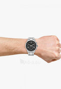 Guess Horizon Chronograph Quartz Black Dial Silver Steel Strap Watch For Men - W0379G1