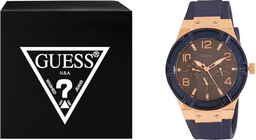 Guess Jet Setter Analog Quartz Blue Dial Blue Rubber Strap Watch For Women - W0571L1