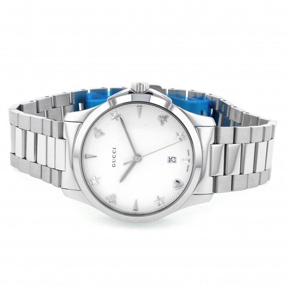 Gucci G Timeless Silver Dial Silver Steel Strap Watch For Women - YA1264028