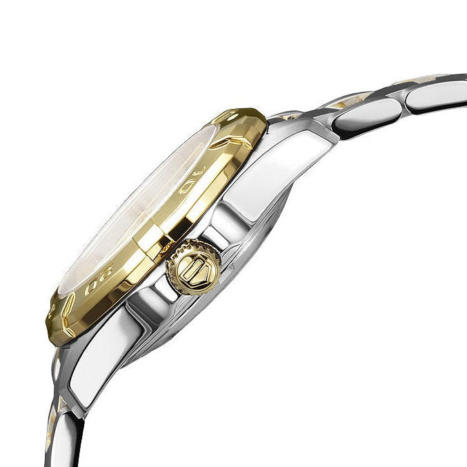 Tag Heuer Aquaracer White Mother of Pearl Dial Two Tone Steel Strap Watch for Women - WBD1322.BB0320