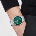 Versace V-Auria Quartz Green Dial Silver Steel Strap Watch for Men - VE0F00125