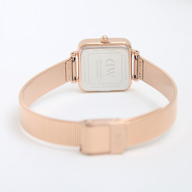Daniel Wellington Quadro Studio White Dial Rose Gold Mesh Strap Watch For Women - DW00100517