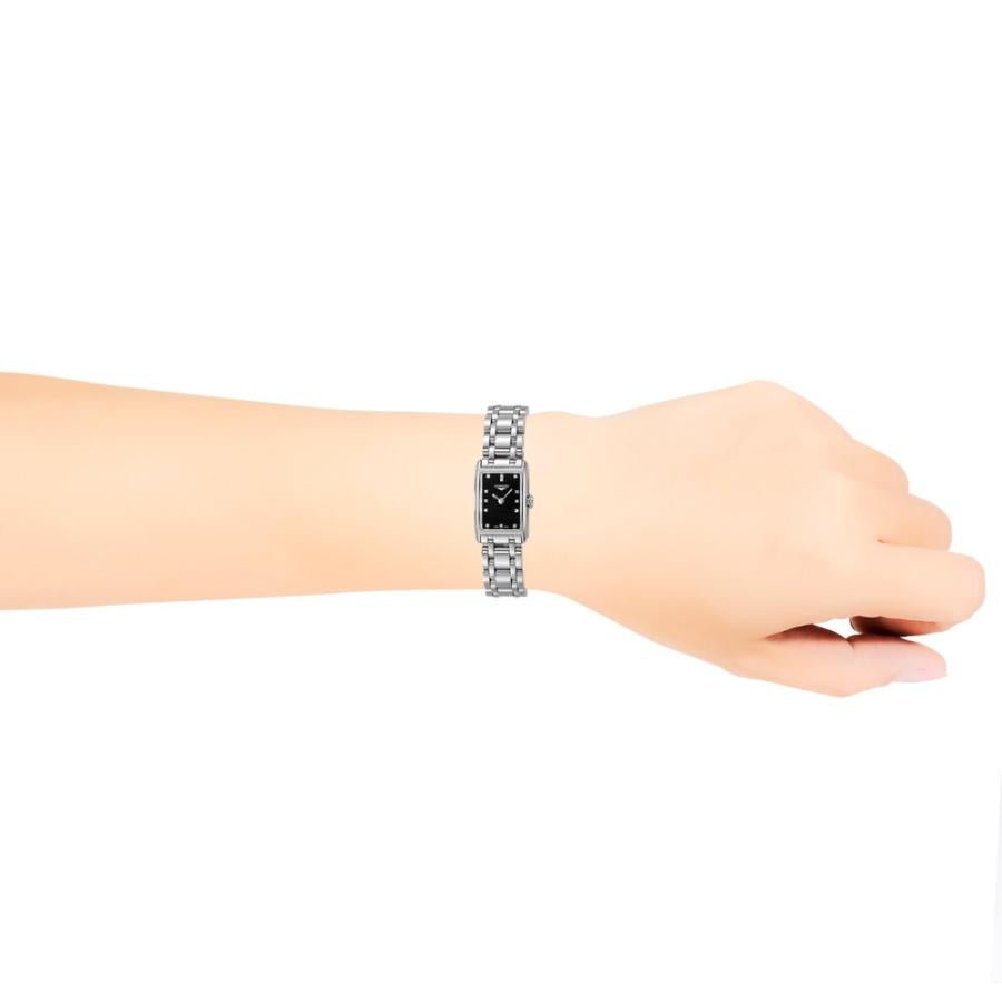 Longines Dolcevita Black Dial Silver Steel Strap Watch for Women - L5.258.4.57.6