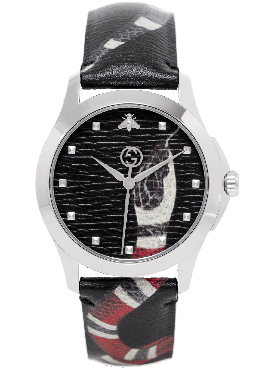 Gucci Le Marche Des Merveilles Black Dial Black Leather Strap Unisex Watch - YA1264007