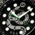 Gucci Dive Quartz Kingsnake Black Dial Black Rubber Strap Watch For Men - YA136217