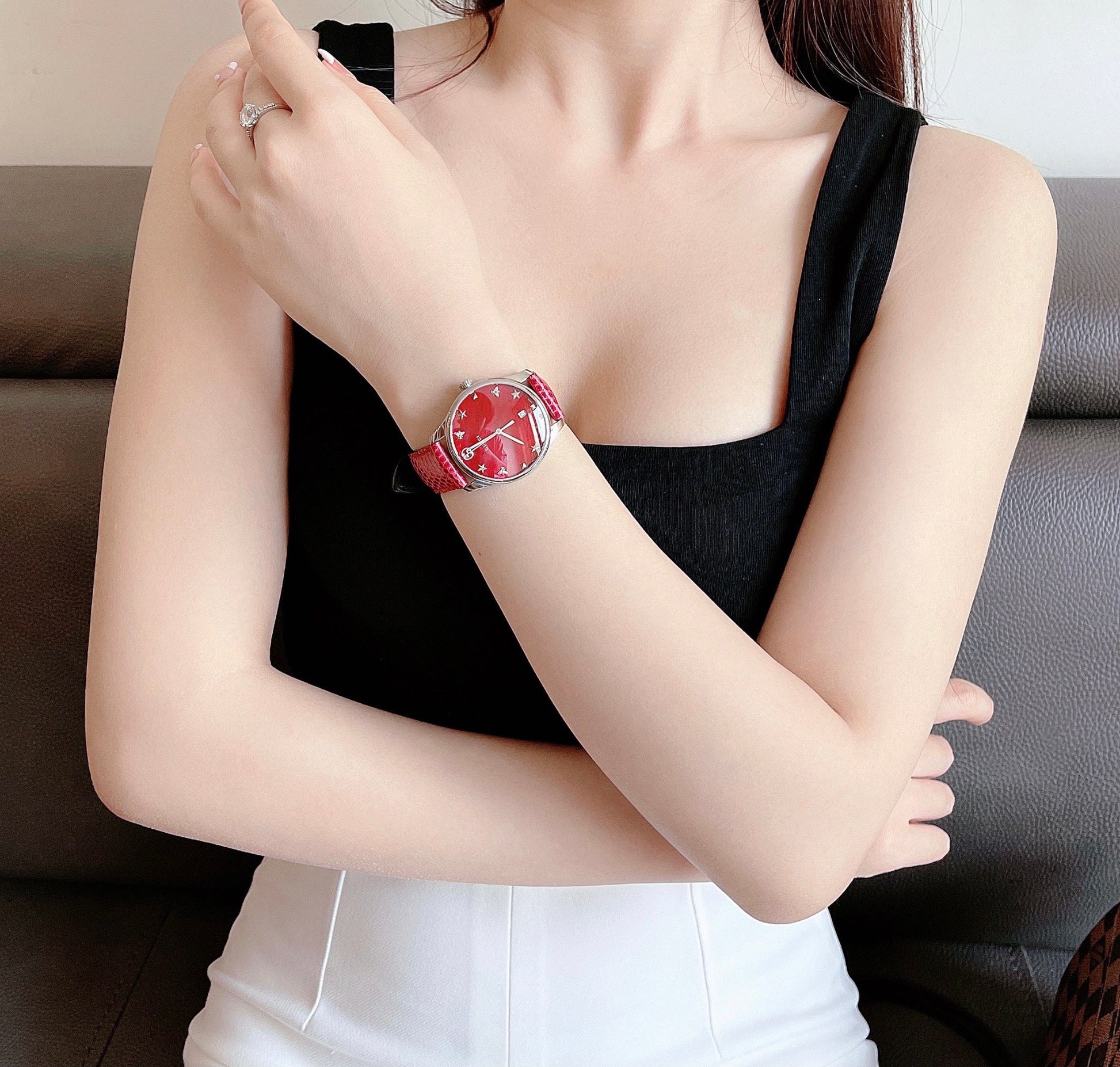 Gucci G-Timeless Cherry Red Mother of Pearl Dial 27mm Watch For Women - YA126584
