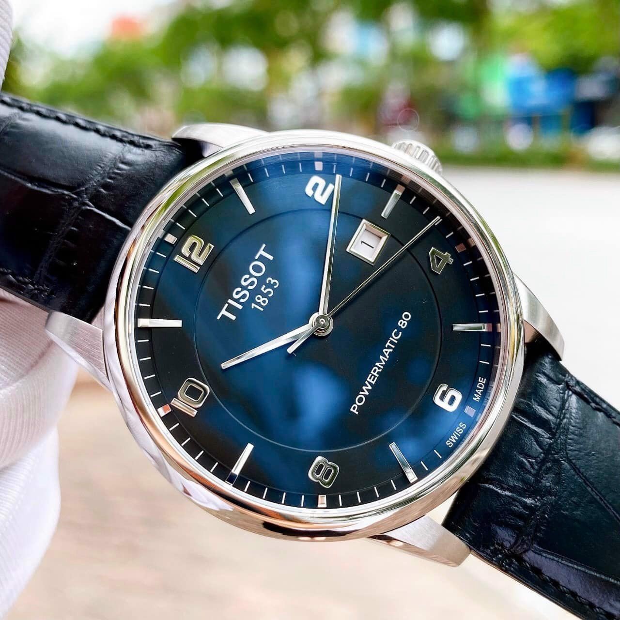 Tissot Luxury Powermatic 80 Black Dial Black Leather Strap Watch For Men - T086.407.16.057.00