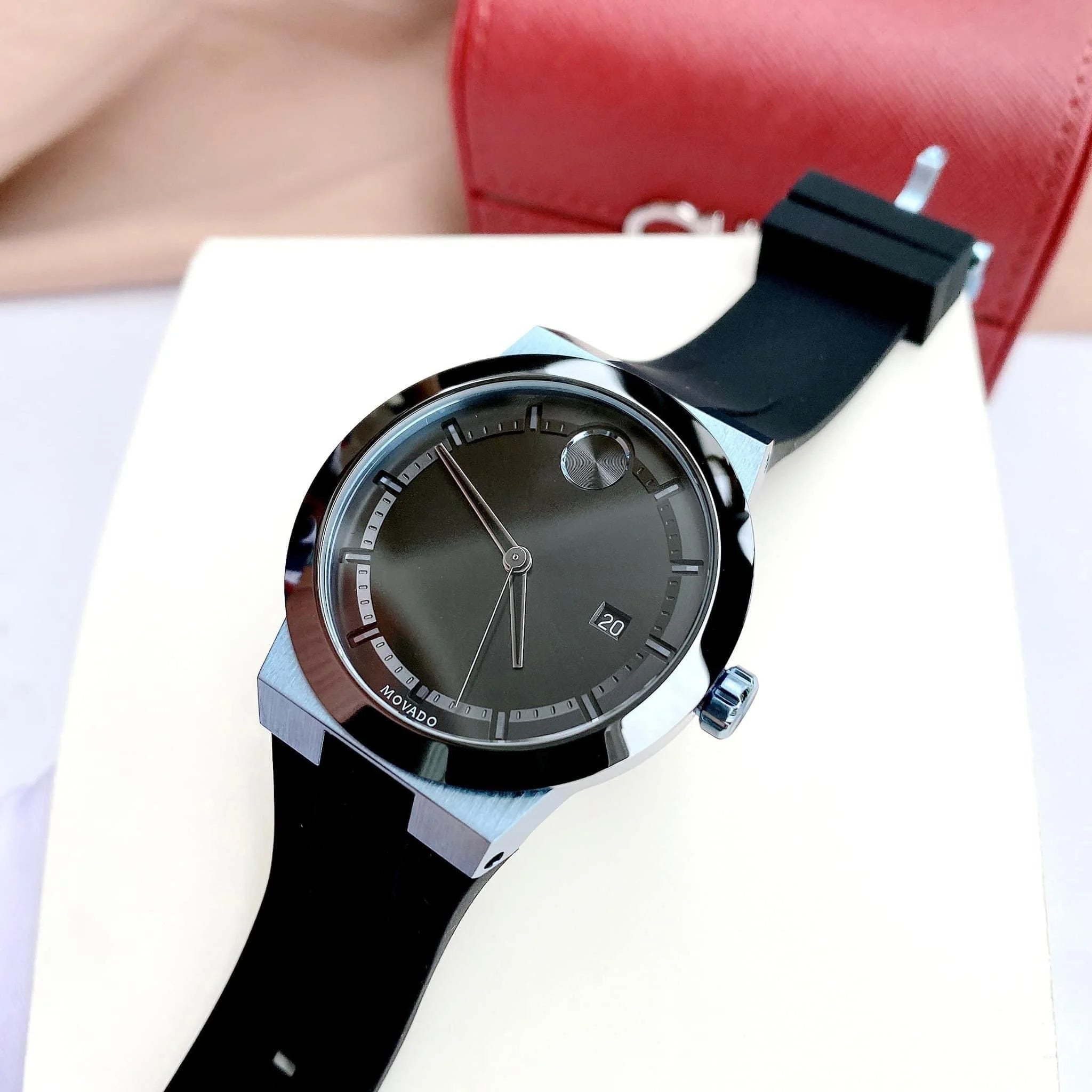 Movado Bold Fusion Black Dial Black Rubber Strap Watch for Men - 3600626