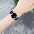 Movado Museum Black Dial Black Leather Strap Watch For Women - 2100006