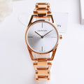 Calvin Klein Dainty White Dial Rose Gold Steel Strap Watch for Women - K7L23646
