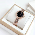 Emporio Armani Rosa Quartz Mother of Pearl Black Dial Rose Gold Steel Strap Watch For Women - AR11372