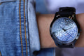 Guess Crush Crystals Silver Dial Black Rubber Strap Watch for Women - W1223L4