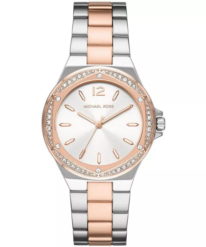 Michael Kors Lennox Three Hand Quartz Silver Dial Two Tone Steel Strap Watch For Women - MK6989