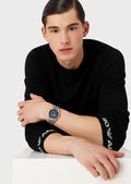 Emporio Armani Chronograph Blue Dial Silver Steel Strap Watch For Men - AR11528