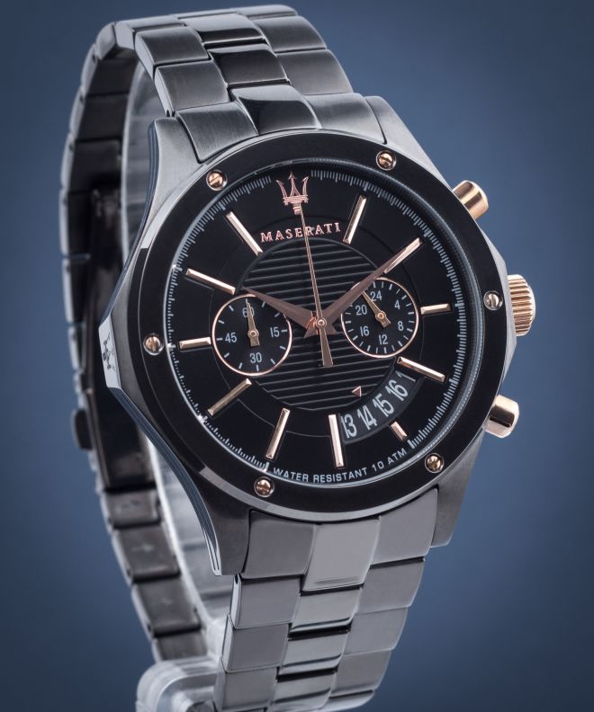 Maserati Circuito Black Dial Black Steel Strap Watch For Men - R8873627001