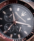 Maserati SFIDA Chronograph Black Dial Two Tone Steel Strap Watch For Men - R8873640009
